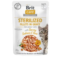 Brit Care Sterilized Cat Salmon & Tuna Fillets in Gravy 85gr Brit Care Sterilized Cat Salmon & Tuna Fillets in Gravy 85gr