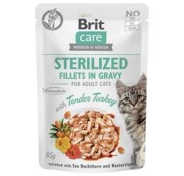 Brit Care Sterilized Cat Turkey Fillets in Gravy 85gr Brit Care Sterilized Cat Turkey Fillets in Gravy 85gr