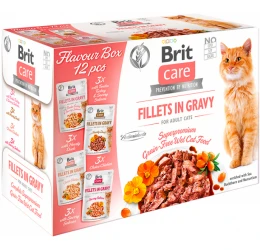 Υγρή Τροφή Γάτας Brit Care Fillets in Gravy Πολυσυσκευασία 12x85gr