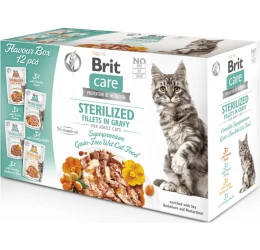 Υγρή Τροφή Γάτας Brit Care Fillets in Gravy Sterilized Πολυσυσκευασία 12x85gr