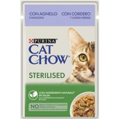 Cat Chow Sterilised 85gr Αρνί & Πράσινα Φασολάκια σε Σάλτσα