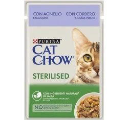 Cat Chow Sterilised 85gr Αρνί & Πράσινα Φασολάκια σε Σάλτσα