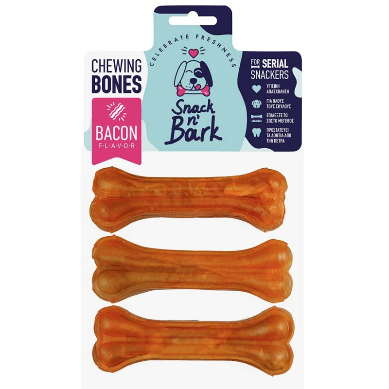 Κόκκαλα Celebrate Snack N Bark 13cm (55gr x 3τμχ) με γεύση Bacon ΣΚΥΛΟΙ