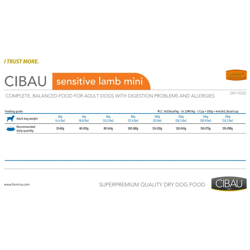 Cibau Adult Sensitive Lamb Mini 2,5kg ΣΚΥΛΟΙ