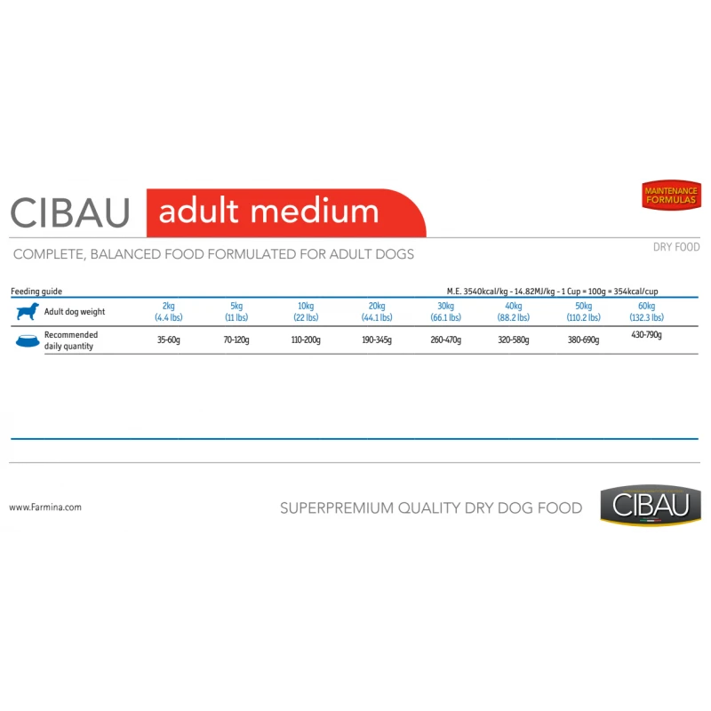 CIBAU ADULT MEDIUM 12KG + 2KG ΔΩΡΟ ΞΗΡΑ ΤΡΟΦΗ ΣΚΥΛΟΥ