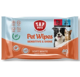 Μαντηλάκια Καθαρισμού TAf Pet Sensitive & Shine Soft White 40τμχ Μαντηλάκια Καθαρισμού TAf Pet Sensitive & Shine Soft White 40τμχ