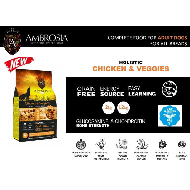 Ambrosia Grain Free Dog Adult Chicken & Vegies 2kg ΞΗΡΑ ΤΡΟΦΗ ΣΚΥΛΟΥ