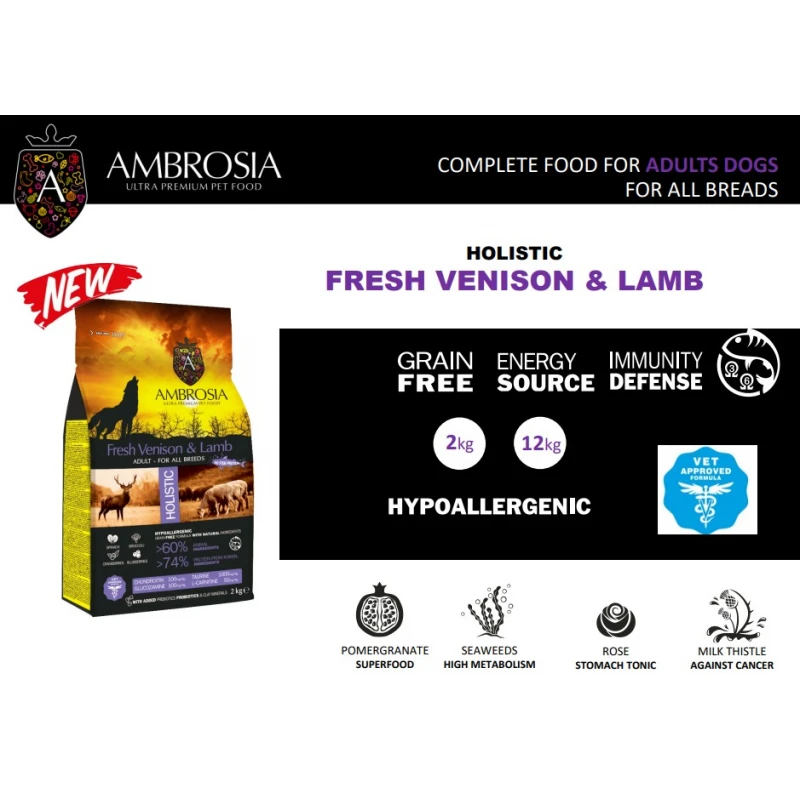 Ambrosia Grain Free Dog Adult Venison & Lamb 2kg ΞΗΡΑ ΤΡΟΦΗ ΣΚΥΛΟΥ