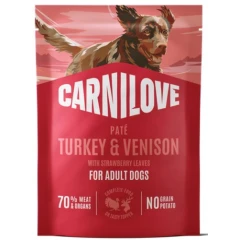 Carnilove Dog Pouch Pate Turkey & Venison with Strawberry Leaves 300gr