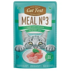 Υγρή Τροφή Γάτας Cat Fest Tuna with Chicken in Tender Jelly Meal Nr3 50gr