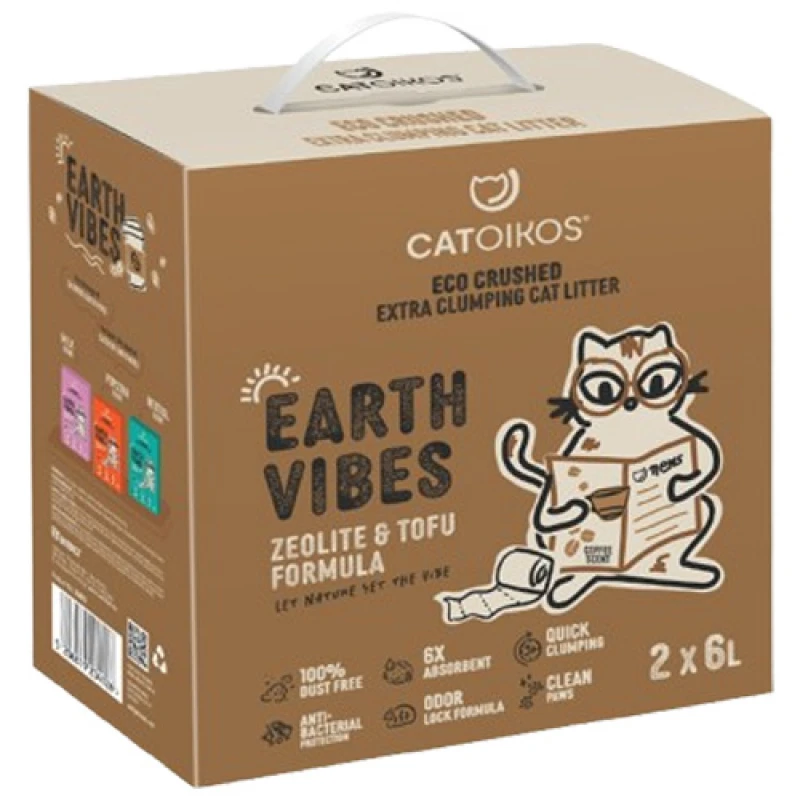 Αμμος Γάτας Catoikos Earth Vibes Tofu & Zeolite Coffee Scent 12lt Γάτες