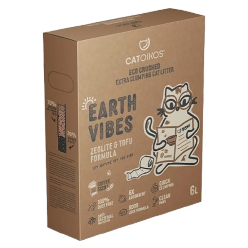 Αμμος Γάτας Catoikos Earth Vibes Tofu & Zeolite Coffee Scent 6lt Γάτες