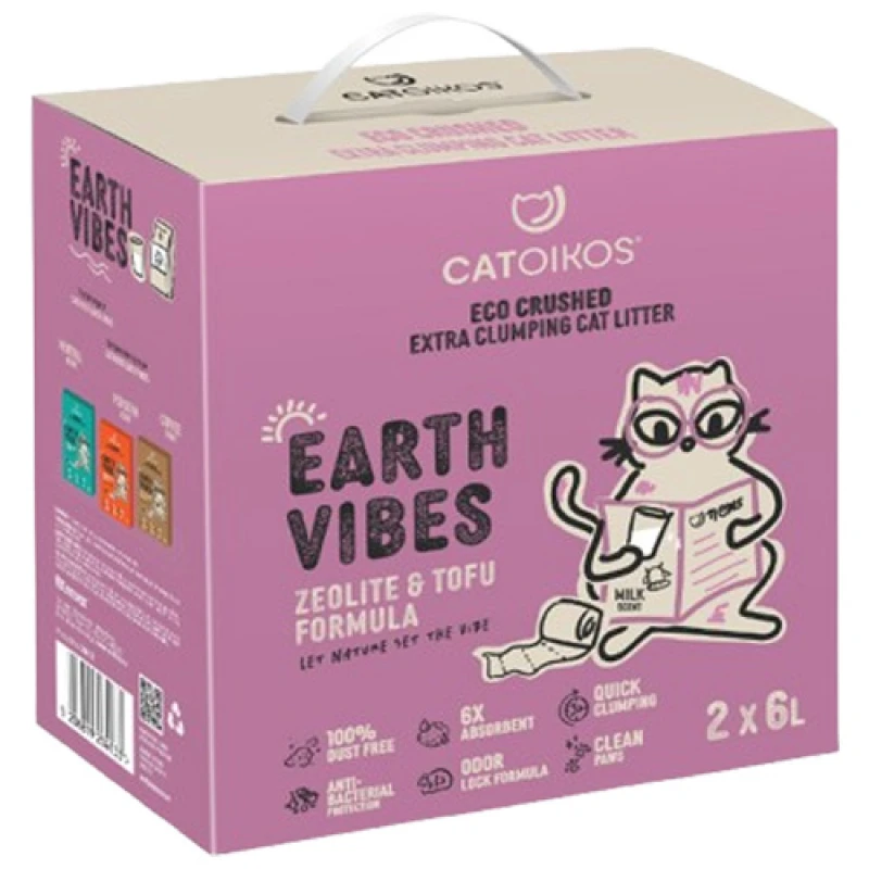 Αμμος Γάτας Catoikos Earth Vibes Tofu & Zeolite Milk Scent 12lt Γάτες