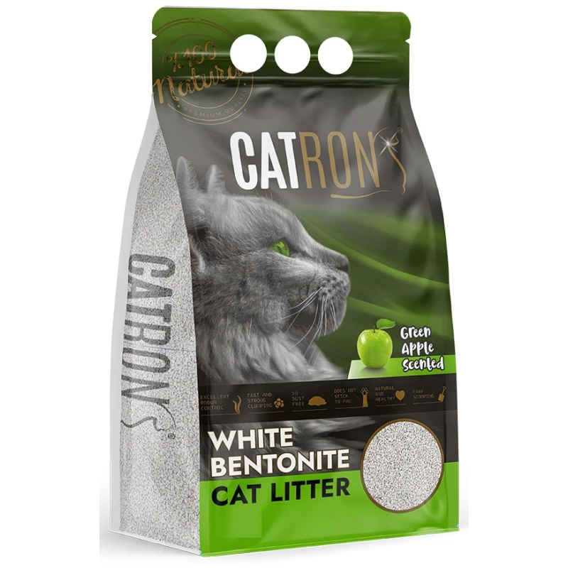 Συγκολλητική Άμμος Γάτας Catron με Άρωμα Πράσινο Μήλο 10lt Γάτες