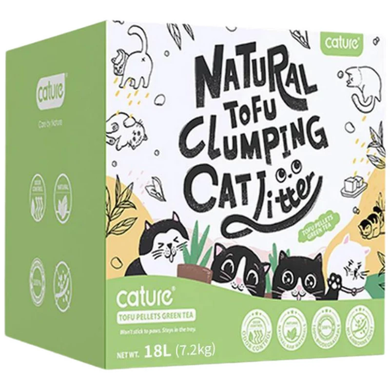 Άμμος - Πέλλετ Γάτας Cature Tofu Clumping Green Tea Scent 18L 7,2kg Γάτες