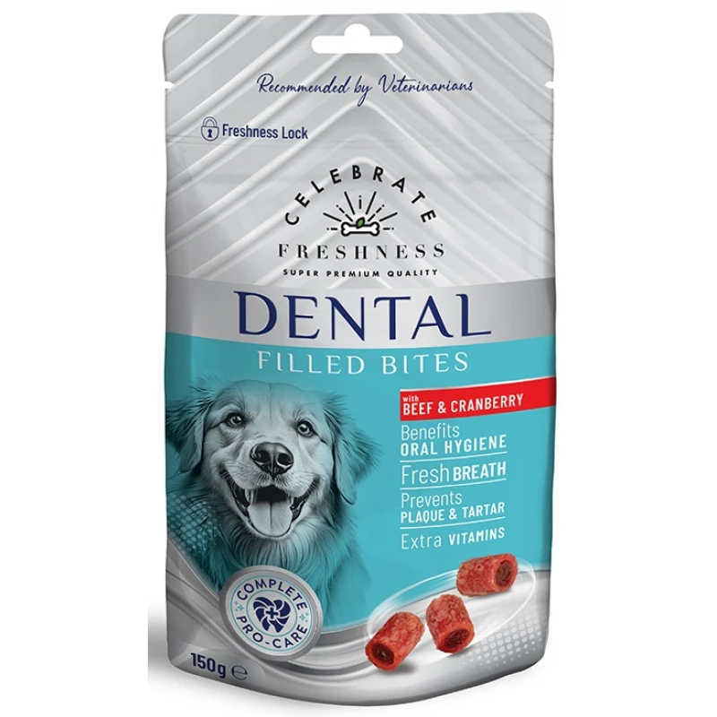 Λιχουδιές Celebrate Freshness Dental Filled Bites Beef & Cranberry 150gr Σκύλοι