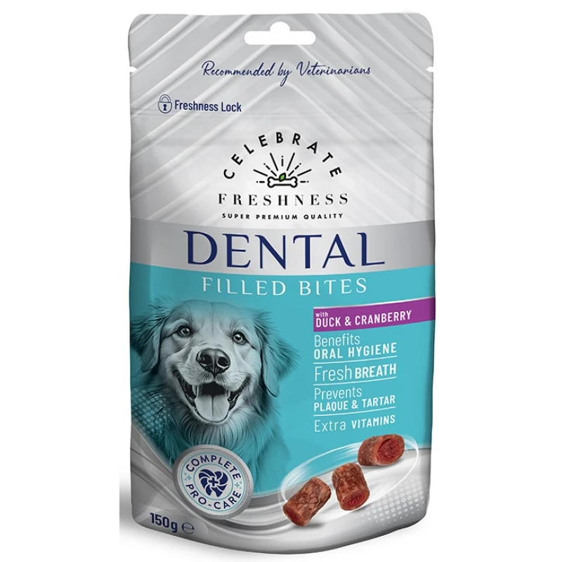 Λιχουδιές Celebrate Freshness Dental Filled Bites Duck & Cranberry 150gr Σκύλοι Λιχουδιές Celebrate Freshness Dental Filled Bites Duck & Cranberry 150gr Σκύλοι