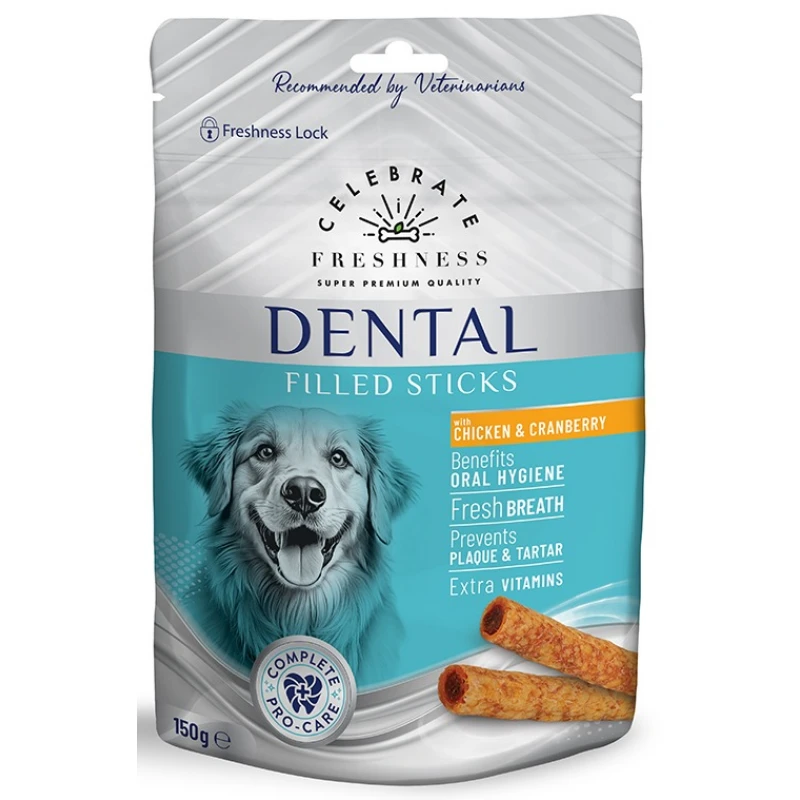 Λιχουδιές Celebrate Freshness Dental Filled Sticks Chicken & Cranberry 150gr Σκύλοι