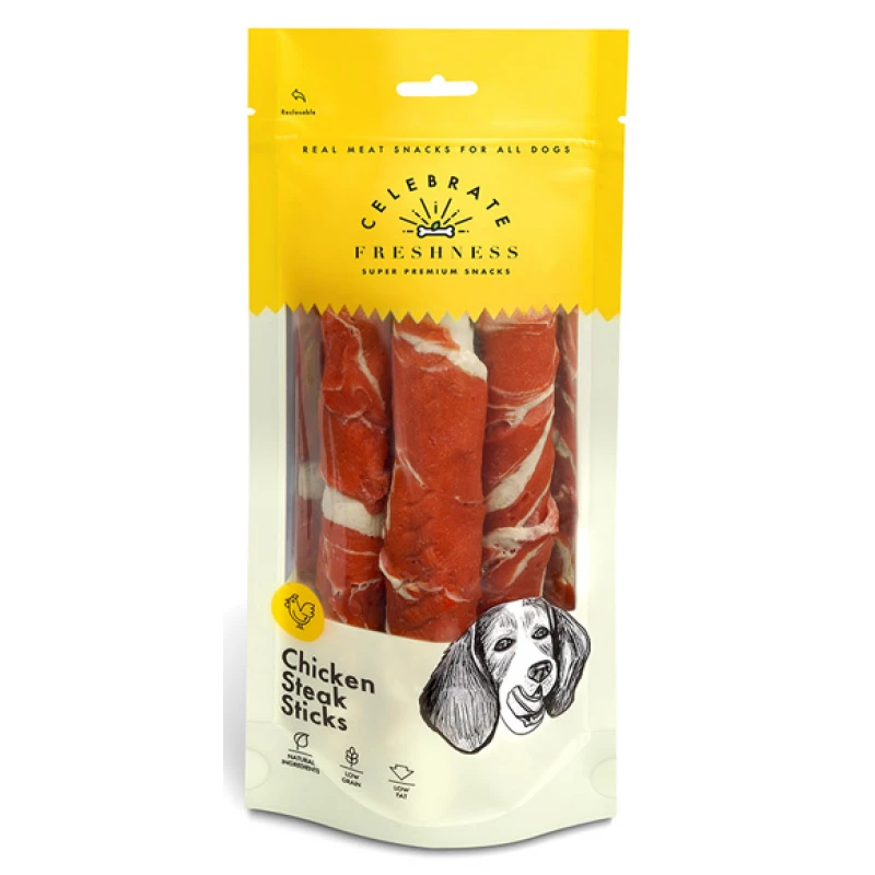 Λιχουδιές Celebrate Freshness Stick Steaks 140gr 17cm (3τμχ) με Κοτόπουλo Σκύλοι Λιχουδιές Celebrate Freshness Stick Steaks 140gr 17cm (3τμχ) με Κοτόπουλo Σκύλοι