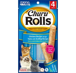 Λιχουδιά Churu Cat Rolls Chicken Tuna and Scallop  4x10gr Λιχουδιά Churu Cat Rolls Chicken Tuna and Scallop  4x10gr