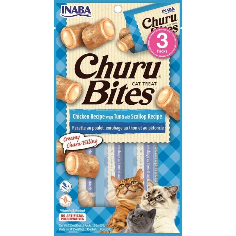 Λιχουδιά Churu Cat Bites Chicken Tuna and scallop 3 x 10gr ΛΙΧΟΥΔΙΕΣ ΓΑΤΑΣ