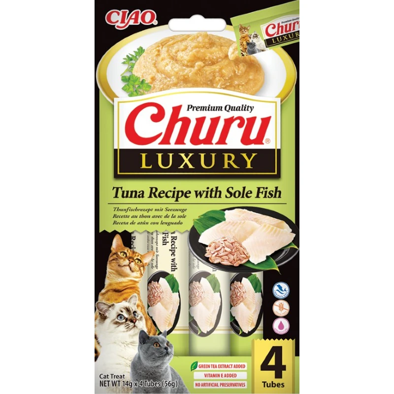 Λιχουδιά Churu Cat Luxury Tuna with Sole Fish 56gr (4x14gr) Γάτες