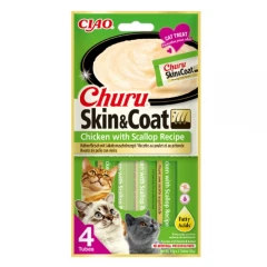Λιχουδιά Churu Cat Skin & Coat Chichen & Scallop (4x14gr) 56gr Λιχουδιά Churu Cat Skin & Coat Chichen & Scallop (4x14gr) 56gr