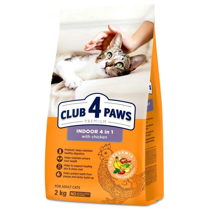 Ξηρή Τροφή Γάτας Club 4 Paws Premium Indoor 4 in 1 με Κοτόπουλο 2kg ΓΑΤΕΣ