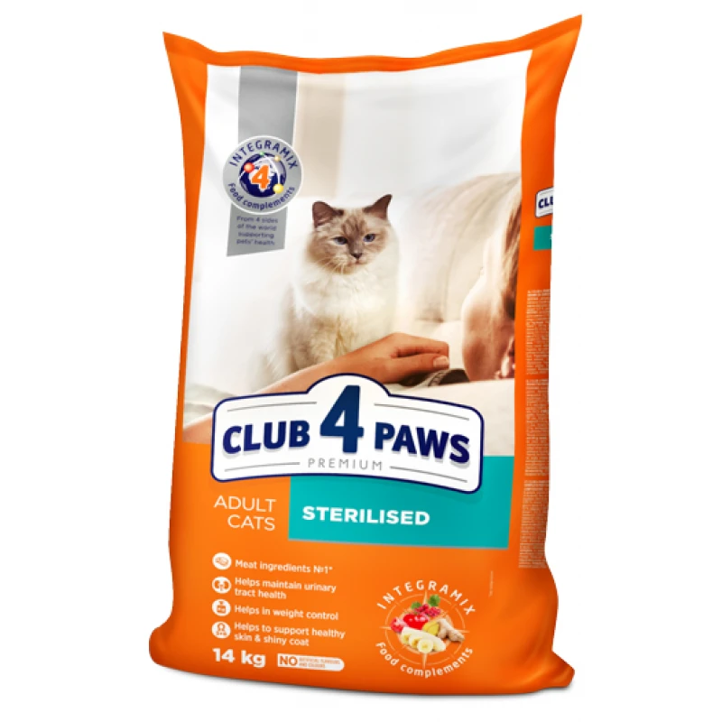 Ξηρή Τροφή Γάτας Club 4 Paws Premium Sterilized με Κοτόπουλο 14kg Γάτες
