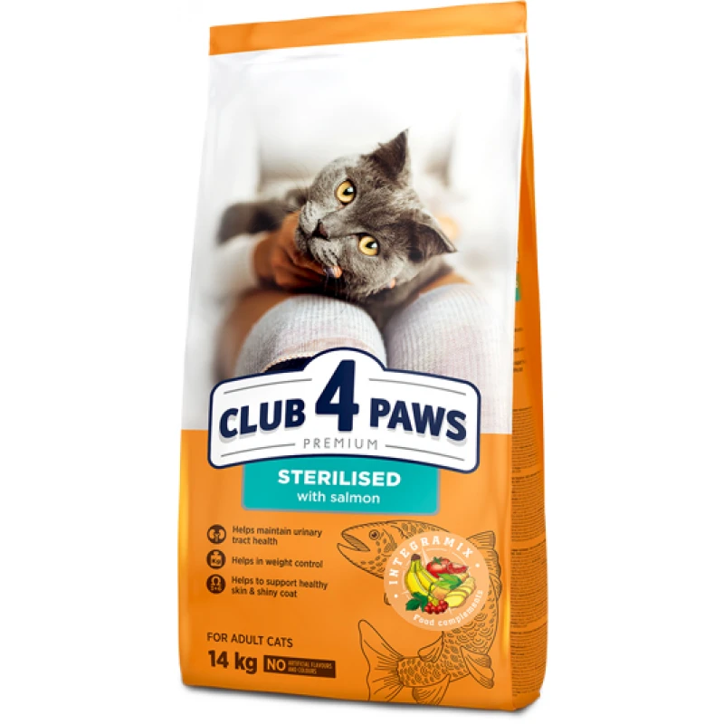 Ξηρή Τροφή Γάτας Club 4 Paws Premium Sterilized με Σολομό 14kg Γάτες