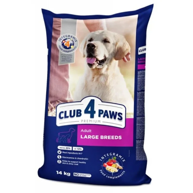Ξηρή Τροφή Σκύλου Club 4 Paws Adult Large Breeds Κοτόπουλο 14kg Σκύλοι