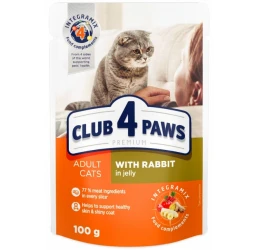 Υγρή τροφή Γάτας Club 4 Paws 100g με Κουνέλι σε Ζελέ Υγρή τροφή Γάτας Club 4 Paws 100g με Κουνέλι σε Ζελέ