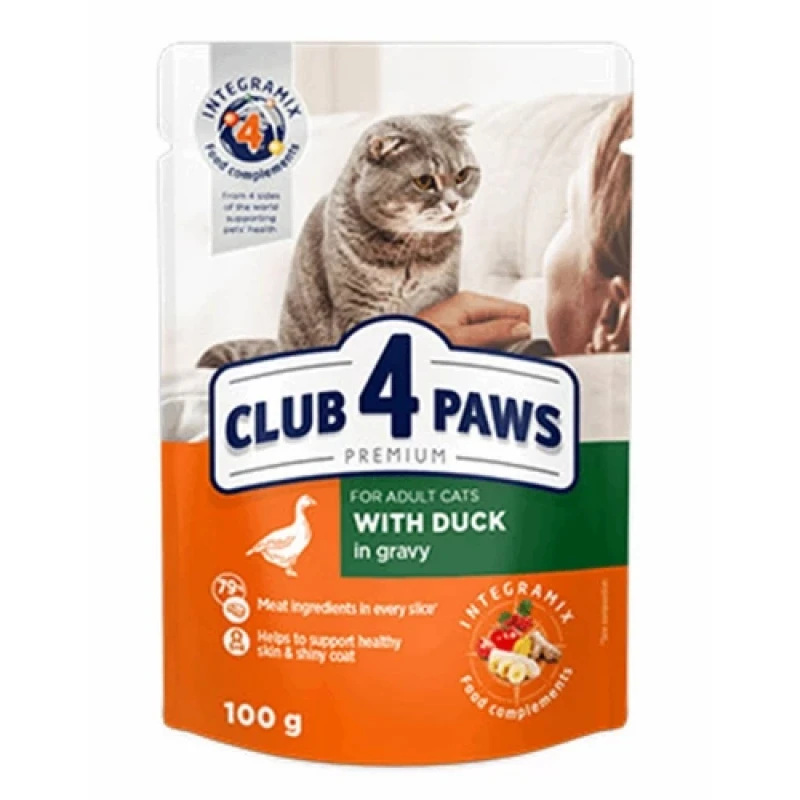 Υγρή τροφή Γάτας Club 4 Paws 100g με Πάπια σε Σάλτσα ΓΑΤΕΣ