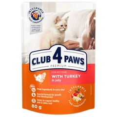Υγρή τροφή Γάτας Club 4 Paws Kittens 80g με Γαλοπούλα σε Ζελέ