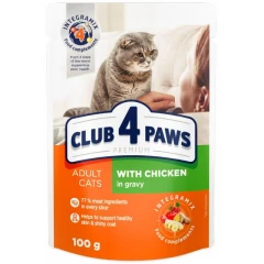 Υγρή τροφή Γάτας Club 4 Paws 100g με Κοτόπουλο σε Σάλτσα
