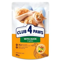 Υγρή τροφή Γάτας Club 4 Paws 85g με Πάπια σε Σάλτσα