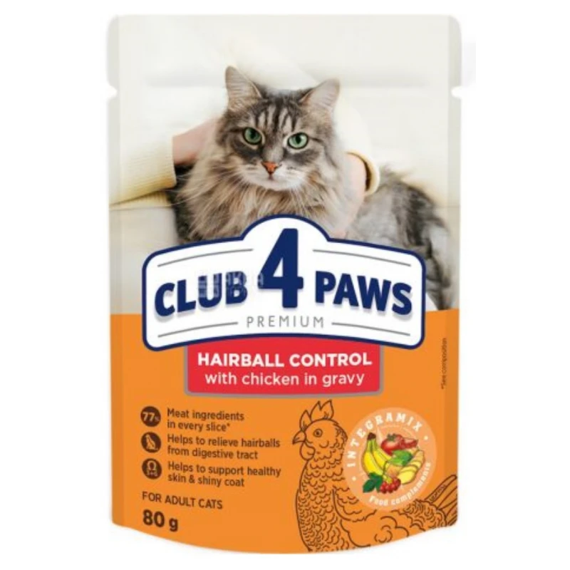 Υγρή τροφή Γάτας Club 4 Paws Hairball Control 80g ΓΑΤΕΣ