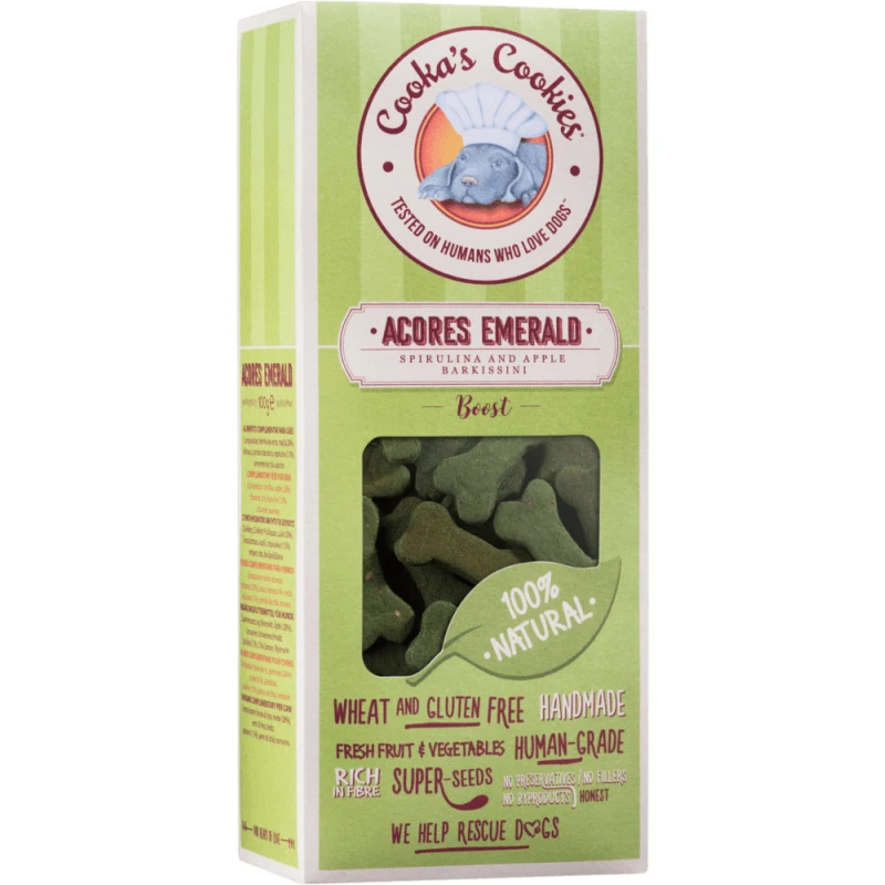 Μπισκότα Σκύλου Cooka's Cookies Acores Emerald με Σπιρουλίνα 100gr Σκύλοι