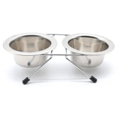Ανοξείδωτο Διπλό Μπολ Σκύλου και Γάτας Croci Dos με Βάση 2x1890ml