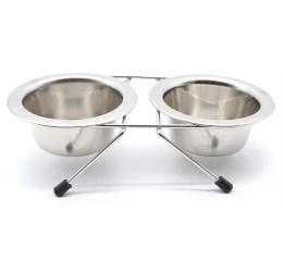 Ανοξείδωτο Διπλό Μπολ Σκύλου και Γάτας Croci Dos με Βάση 2x2840ml
