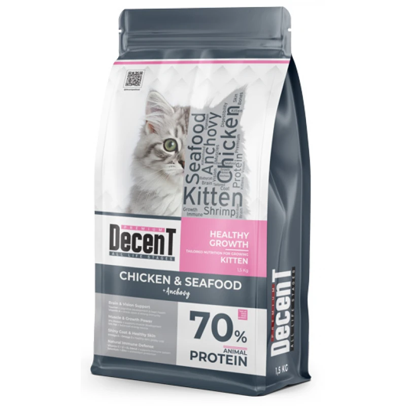 Ξηρά Τροφή Γάτας Decent Kitten Chicken & Seafood 1,5kg Γάτες