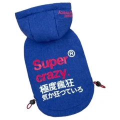 Αδιάβροχο Αντιανεμικό Μπουφάν Σκύλου Super Crazy XLarge 37cm Μπλε