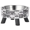 Ανοξείδωτο Μπολ με Ποδαράκια 14cm 200ml Ασπρόμαυρες Γατούλες