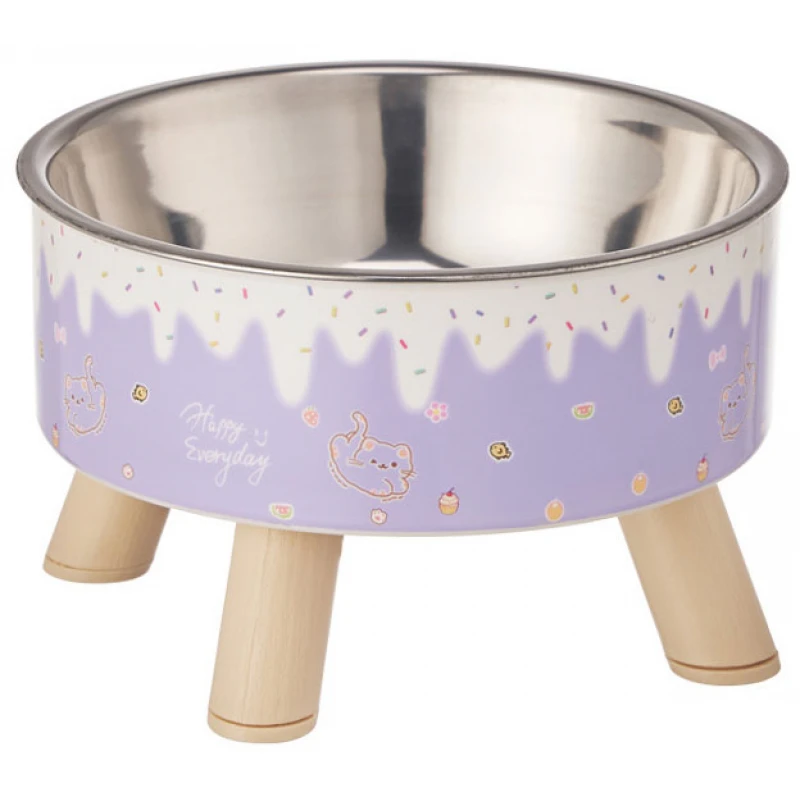 Ανοξείδωτο Μπολ με Ποδαράκια 14cm 200ml για Σκύλους και Γάτες Candy Μωβ Σκύλοι