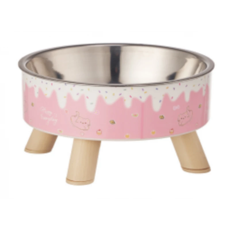 Ανοξείδωτο Μπολ με Ποδαράκια 14cm 200ml για Σκύλους και Γάτες Candy Ροζ Σκύλοι