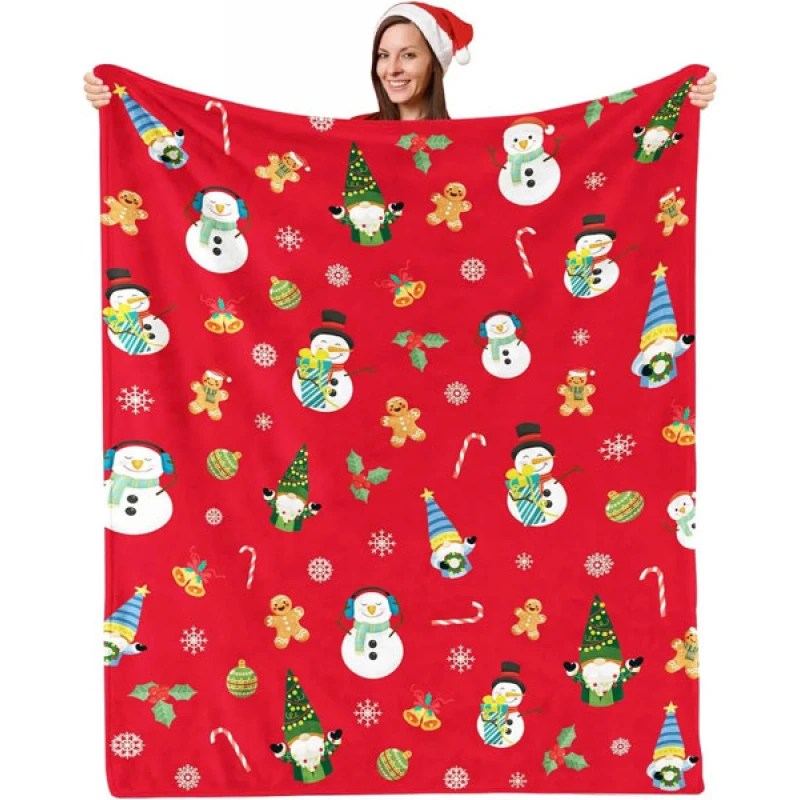 Χριστουγεννιάτικη Κουβέρτα Σκύλου και Γάτας Denik Pets Snowman 75x100cm Κόκκινη Σκύλοι
