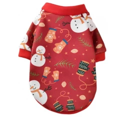 Χριστουγεννιάτικο Φούτερ Σκύλου Denik Snowman Large 35cm Κόκκινο