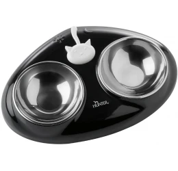 Διπλό Μπολ Γάτας Hunter Melamine feeding bar Moulins 29 x 19 x 5 cm Μαύρο