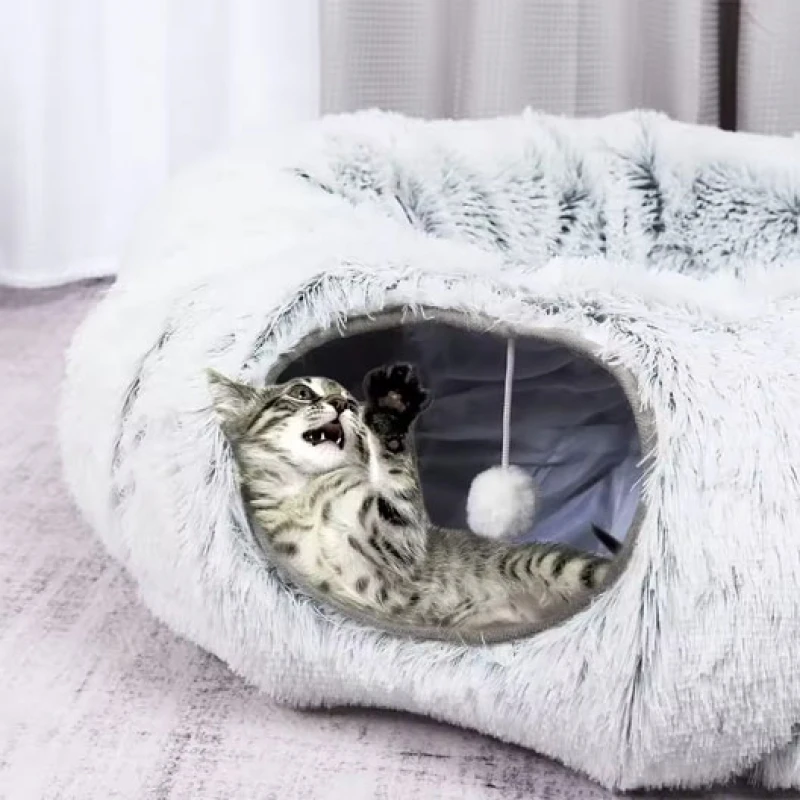 Φωλιά - Παιχνίδι Γάτας με Μπαλάκι Tunel Pet Bed 82cm Γκρι Γάτες Φωλιά - Παιχνίδι Γάτας με Μπαλάκι Tunel Pet Bed 82cm Γκρι Γάτες