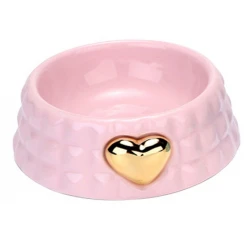 Κεραμικό Μπολ Σκύλου & Γάτας Denik Καρδούλα Ροζ 13cm